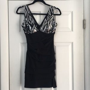 Black and Silver sequin cocktail dress